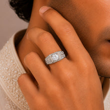 Rajveer Royal Grid Silver Ring For Him