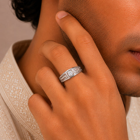 Karan Classic Slim Silver Ring For Him