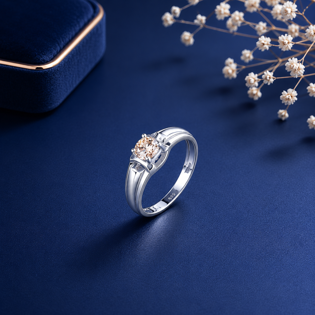Harsh Golden Crown Glow Silver Ring For Him