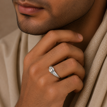 Harsh Golden Crown Glow Silver Ring For Him