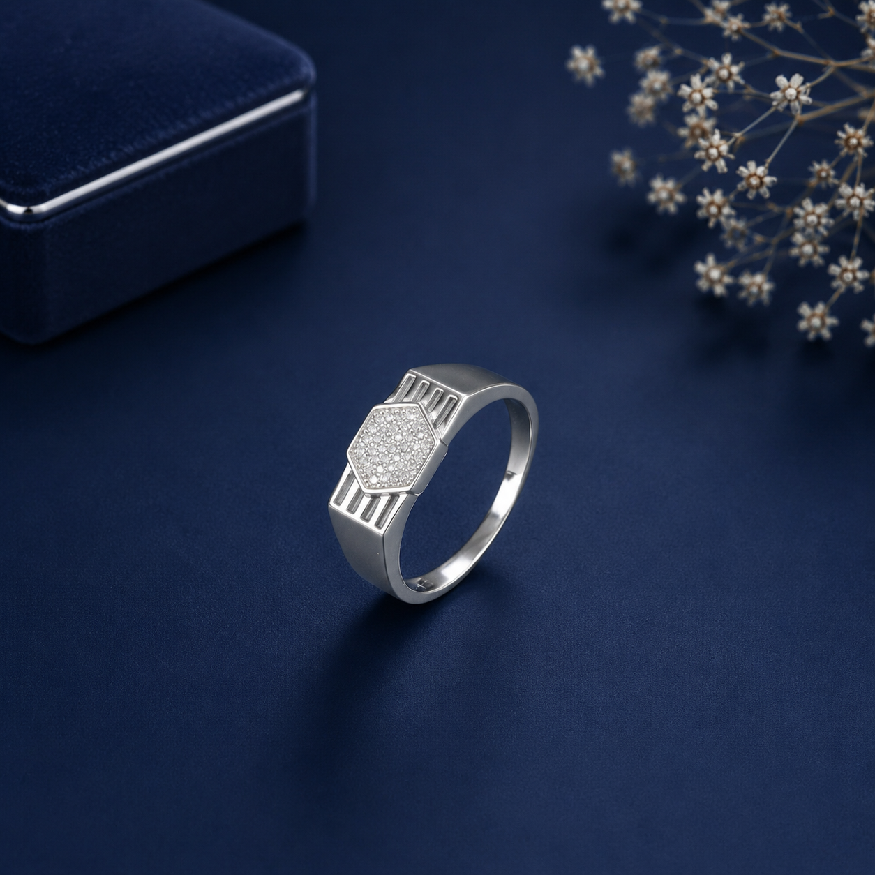 Hitesh Crystal Charm Silver Ring For Him
