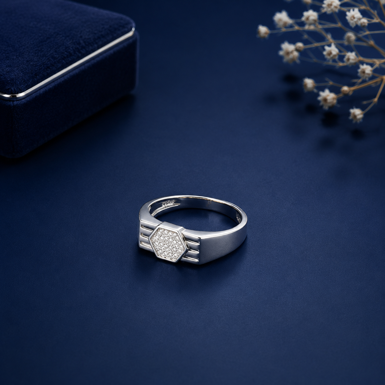 Hitesh Crystal Charm Silver Ring For Him