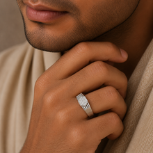Hitesh Crystal Charm Silver Ring For Him