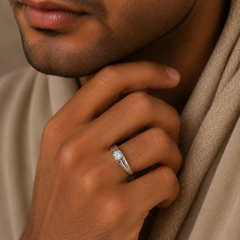 Divit Luxe Glow Silver Ring For Him