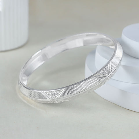 Advik Classic Engraved Silver Kada For Him