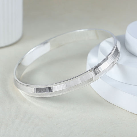 Kunal Reflective Line Silver Kada For Him