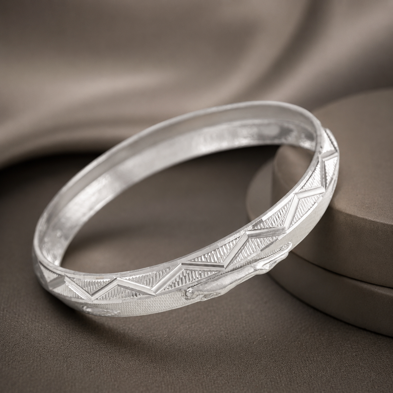 Triangle Design Silver Kada For Him