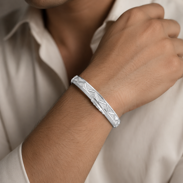 Triangle Design Silver Kada For Him