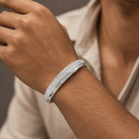Yuvan Regal Dot Silver Kada For Him