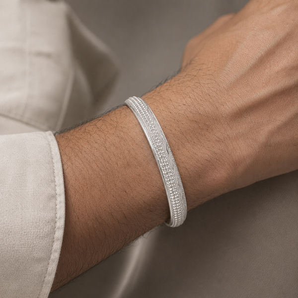 Advik Smooth Flow Silver Kada For Him
