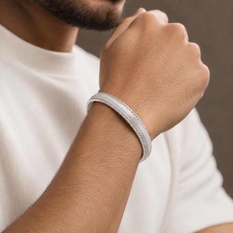 Sumit Fine Line Silver Kada  For Him
