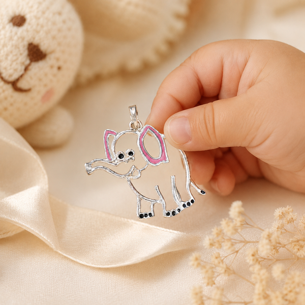 Elephant Silver Pendant For Baby