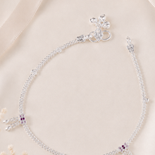 Zara Double Chain Charm Silver Anklets