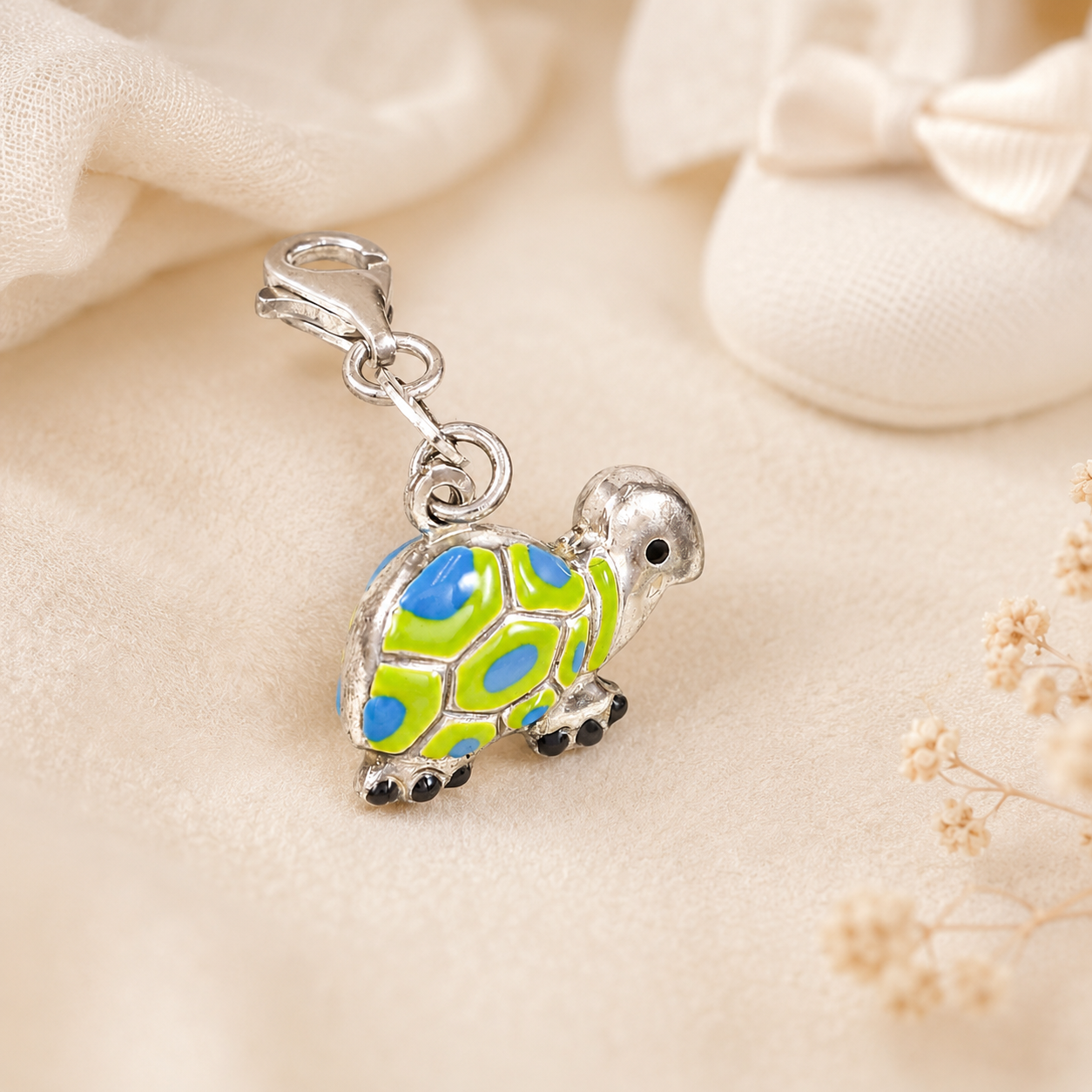 Tortoise Silver Pendant For Baby