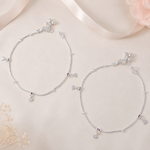 Ruby Charm Silver Anklets