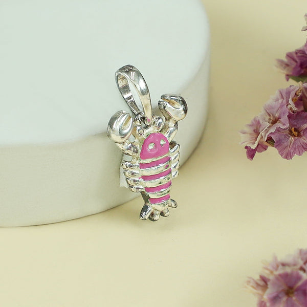Pink Enamel Silver Pendant For Baby