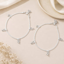 Pihu Heart Tassel Silver Anklets