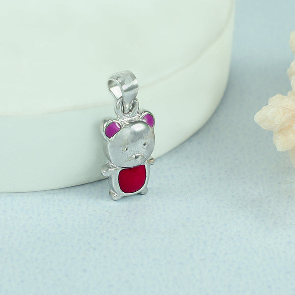 Teddy Bear Designed Silver Pendant For Baby