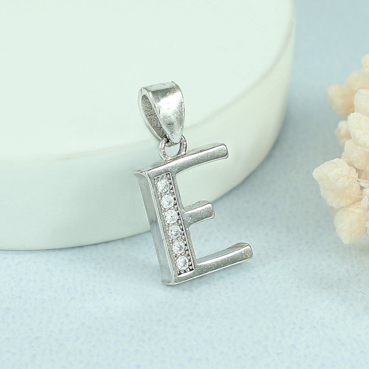 Elegant E Silver Pendant For Baby