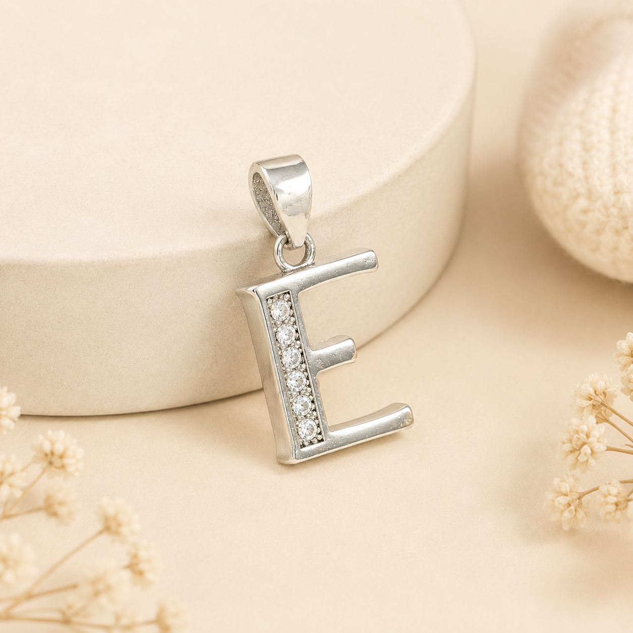 Elegant E Silver Pendant For Baby
