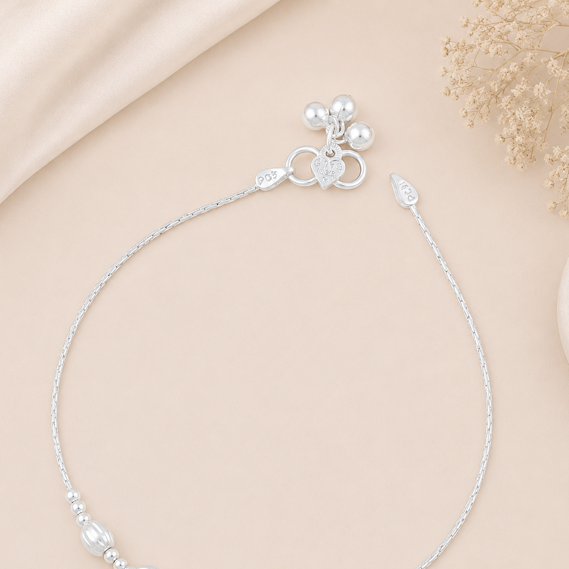 Inaya Everyday Bead Silver Anklets