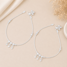 Eshani Tiny Heart Charm Silver Anklets