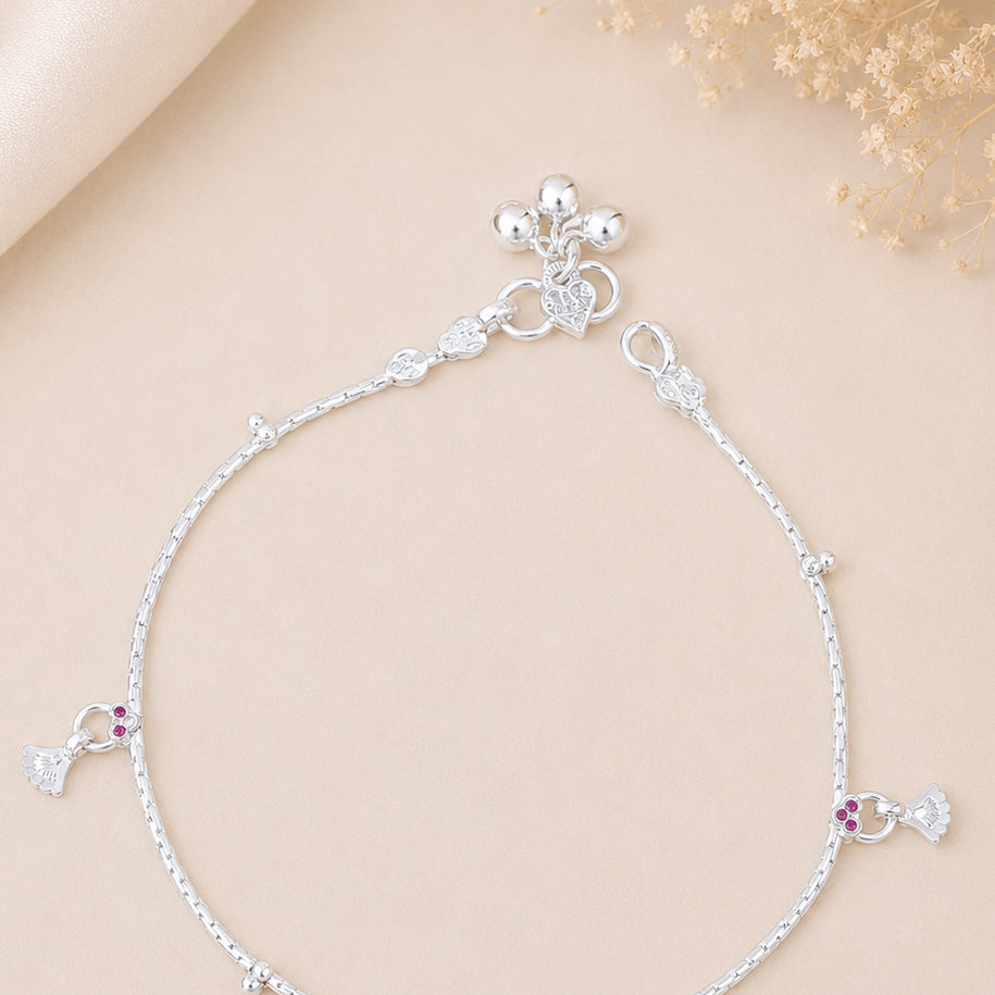 Falak Elegant Dangle Silver Anklets