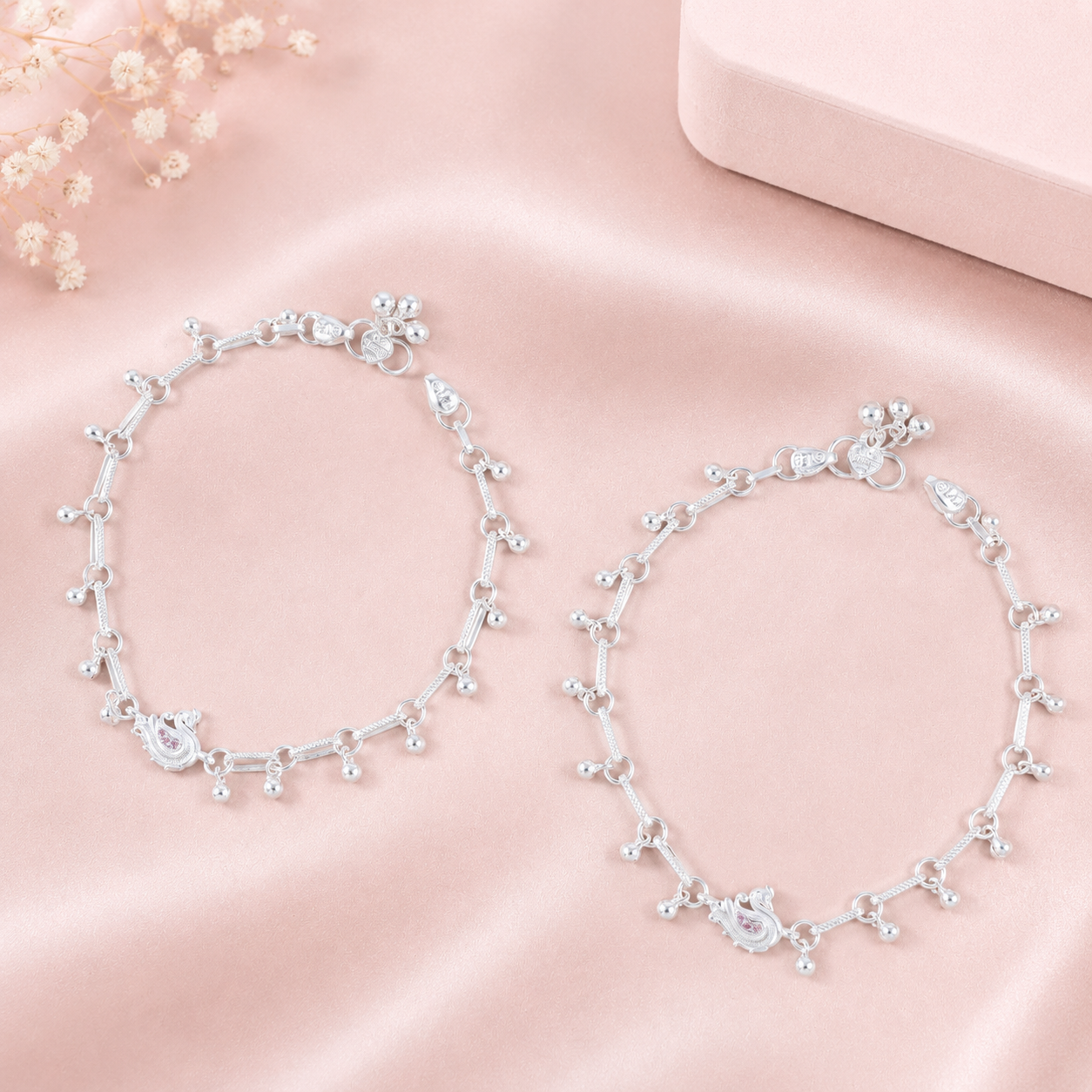 Himani Swan Inspired Silver Anklets