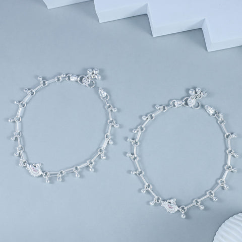 Himani Swan Inspired Silver Anklets