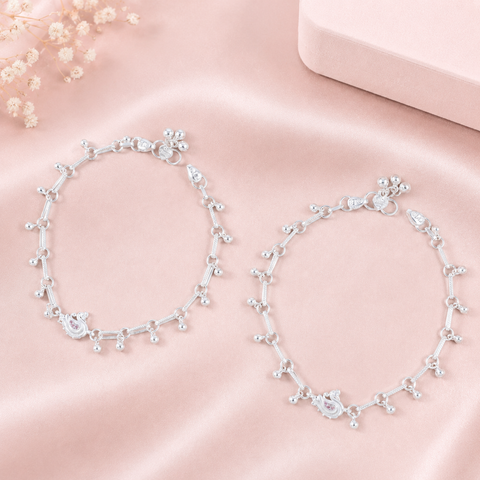 Himani Swan Inspired Silver Anklets