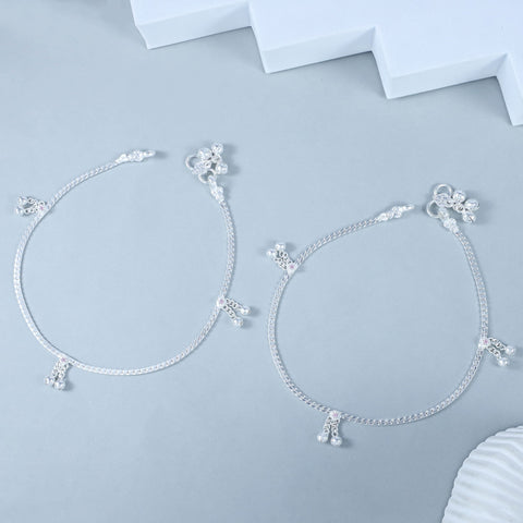 Mahira Simple Charm Drop Silver  Anklet