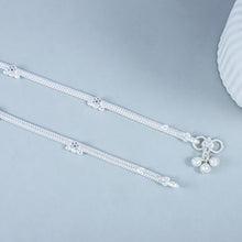 Tanvi Floral Charm Chain Silver Anklet