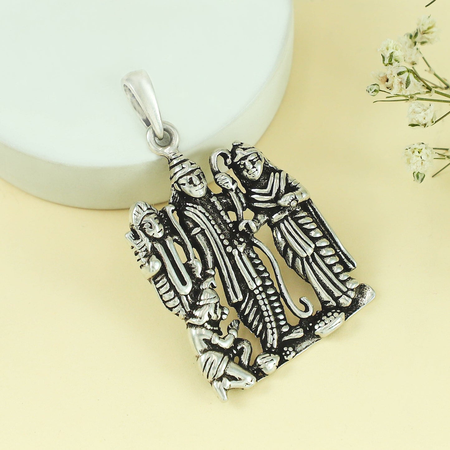 Pleasing Ram Darbar Silver Pendant