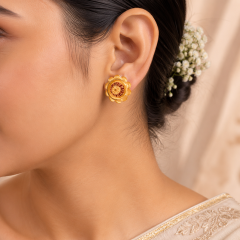 Varnika Sunflower Charm  Gold Earrings