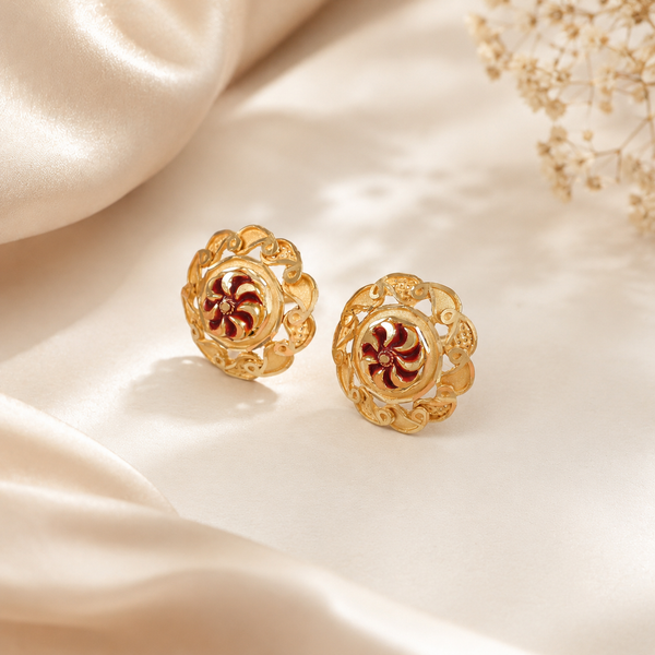 Samaira Swirl Flower Gold Earrings