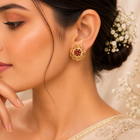 Samaira Swirl Flower Gold Earrings