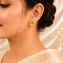 Charvi Floral Bead Bloom Gold Earrings