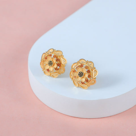 Charvi Floral Bead Bloom Gold Earrings