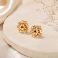 Charvi Floral Bead Bloom Gold Earrings