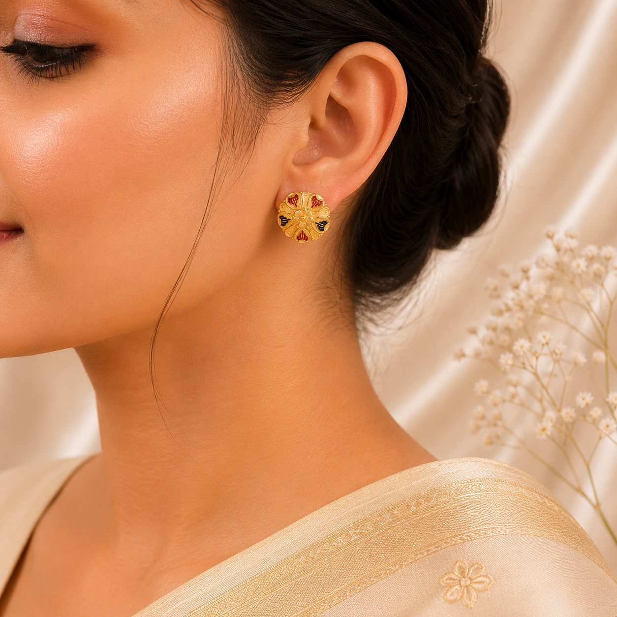 Eshika Multicolor Bloom  Gold Earrings