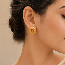 Nyra Antique Color Petal Gold Earrings