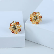 Teena Dual Tone Flower Gold Earrings