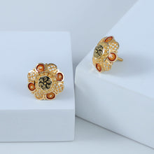 Teena Dual Tone Flower Gold Earrings