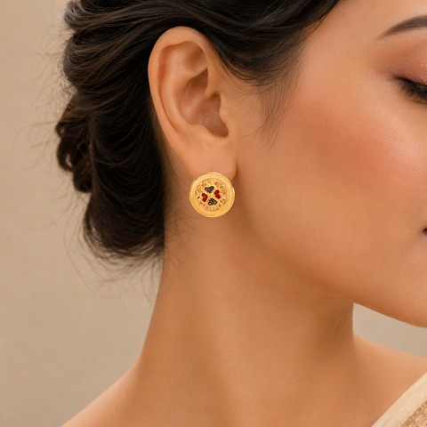 Saanvi Regal Ethnic Gold Earrings