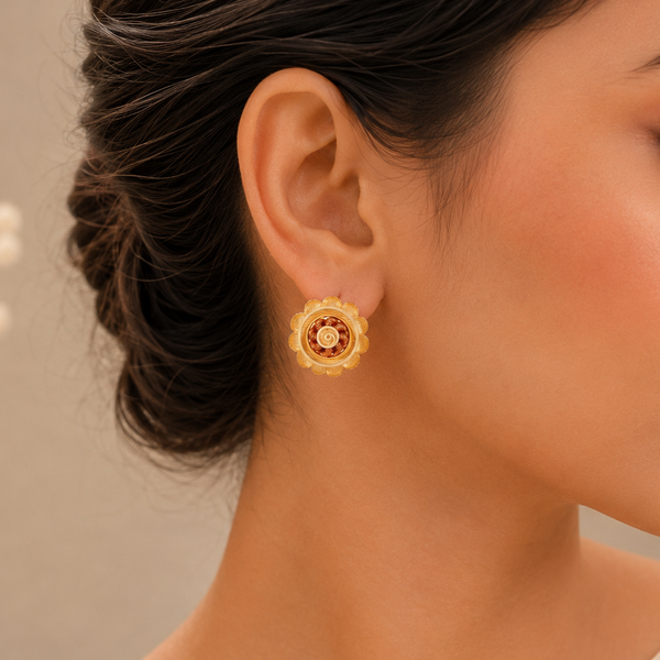 Elvika Spiral Floral Gold Earrings