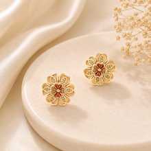Gayatri Red Floral  Gold Earrings