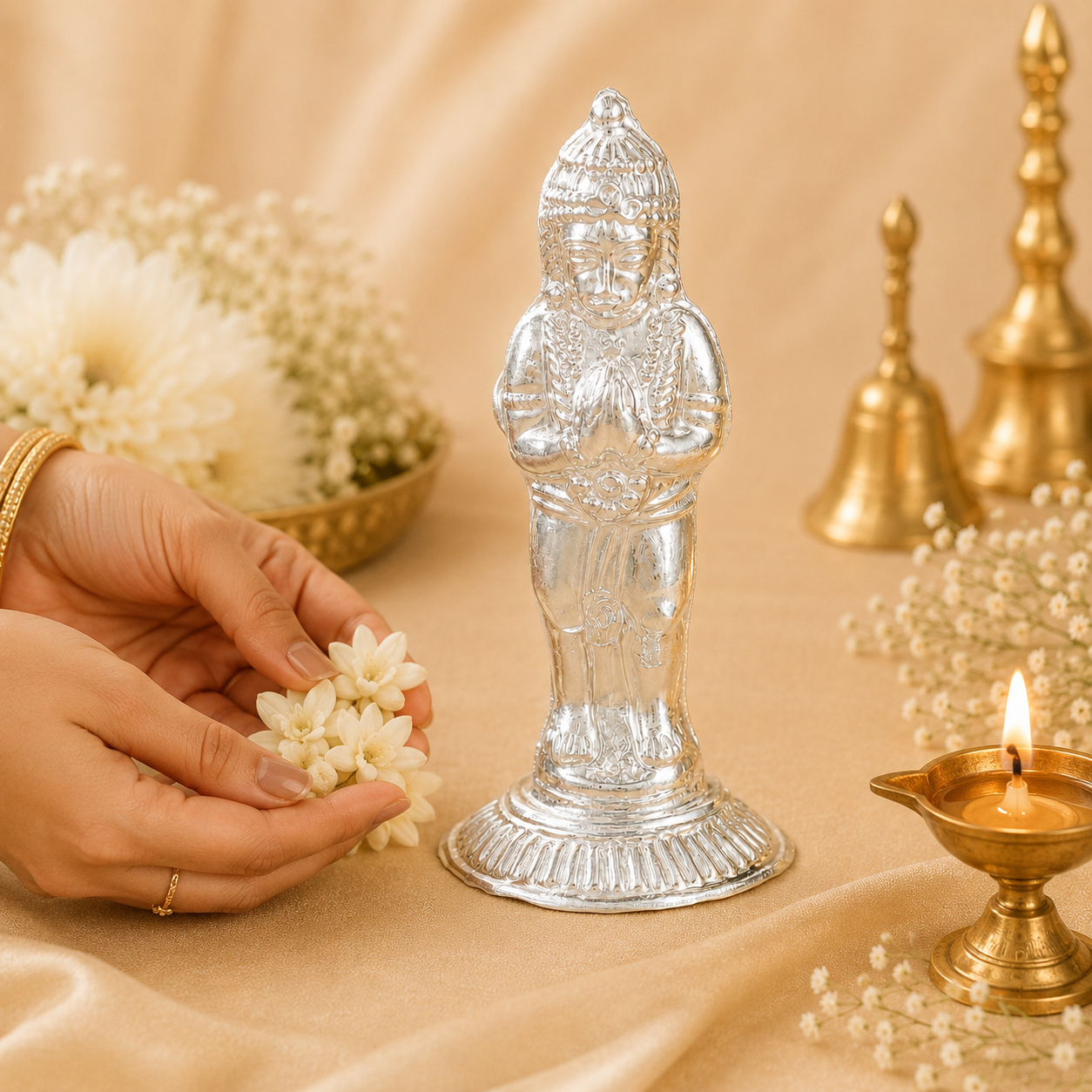 Ethereal Anjaneya Silver Idol