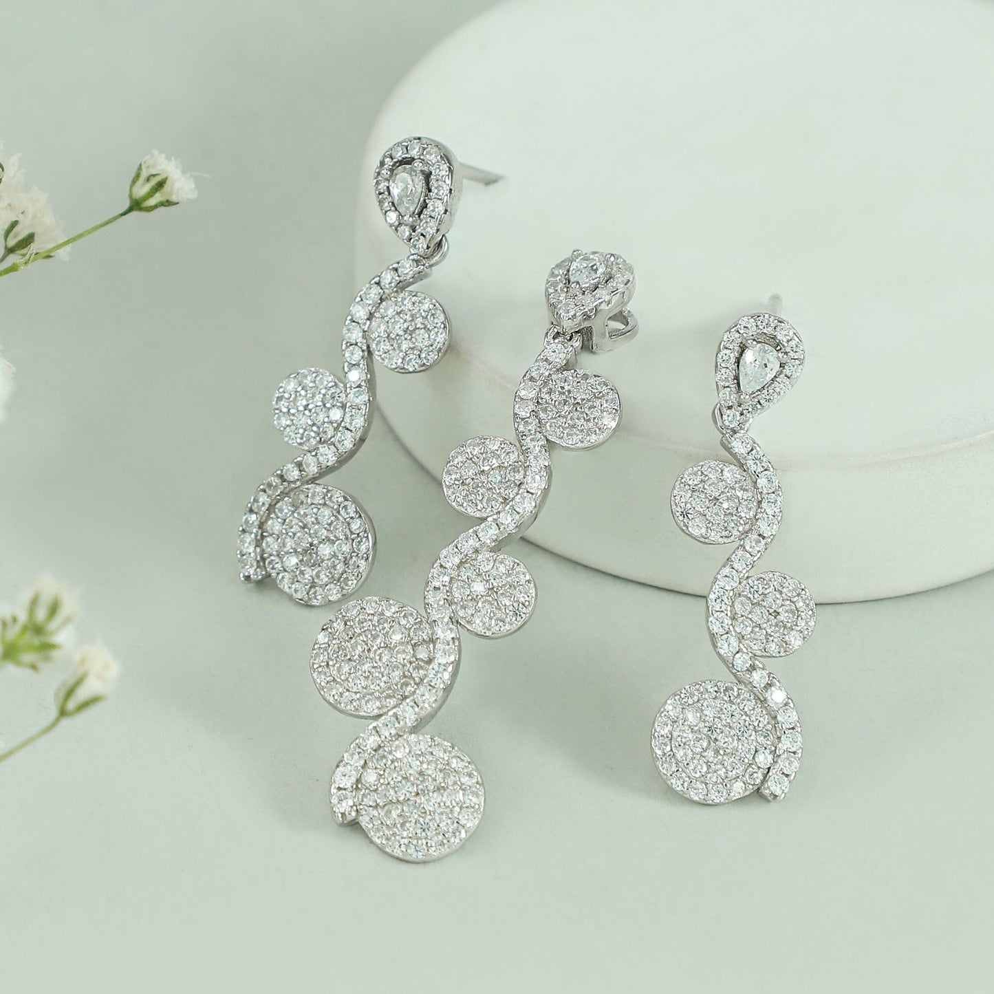 Kimaya Pretty Silver CZ Pendant Set