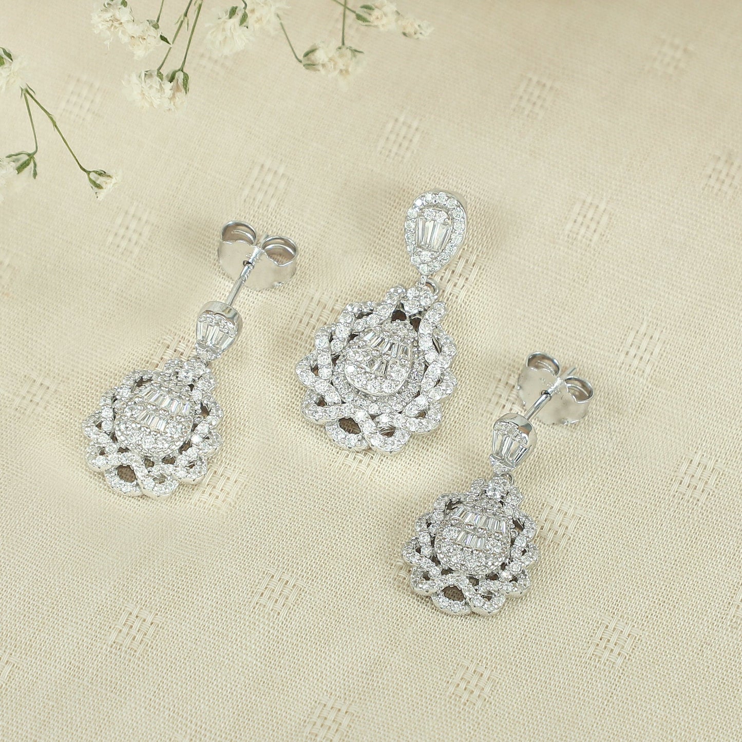 Shina Silver CZ Pendant Set