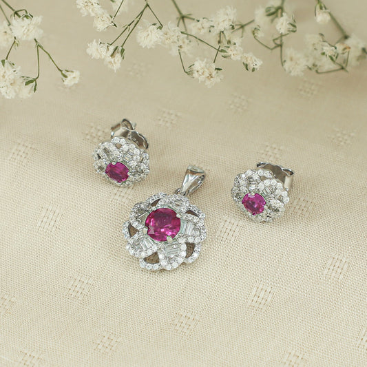 Lavleen Silver CZ Pendant Set